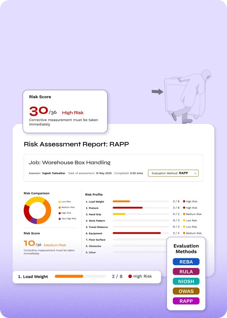 BalanceFlo ergonomics risk assessment and recommendations interface