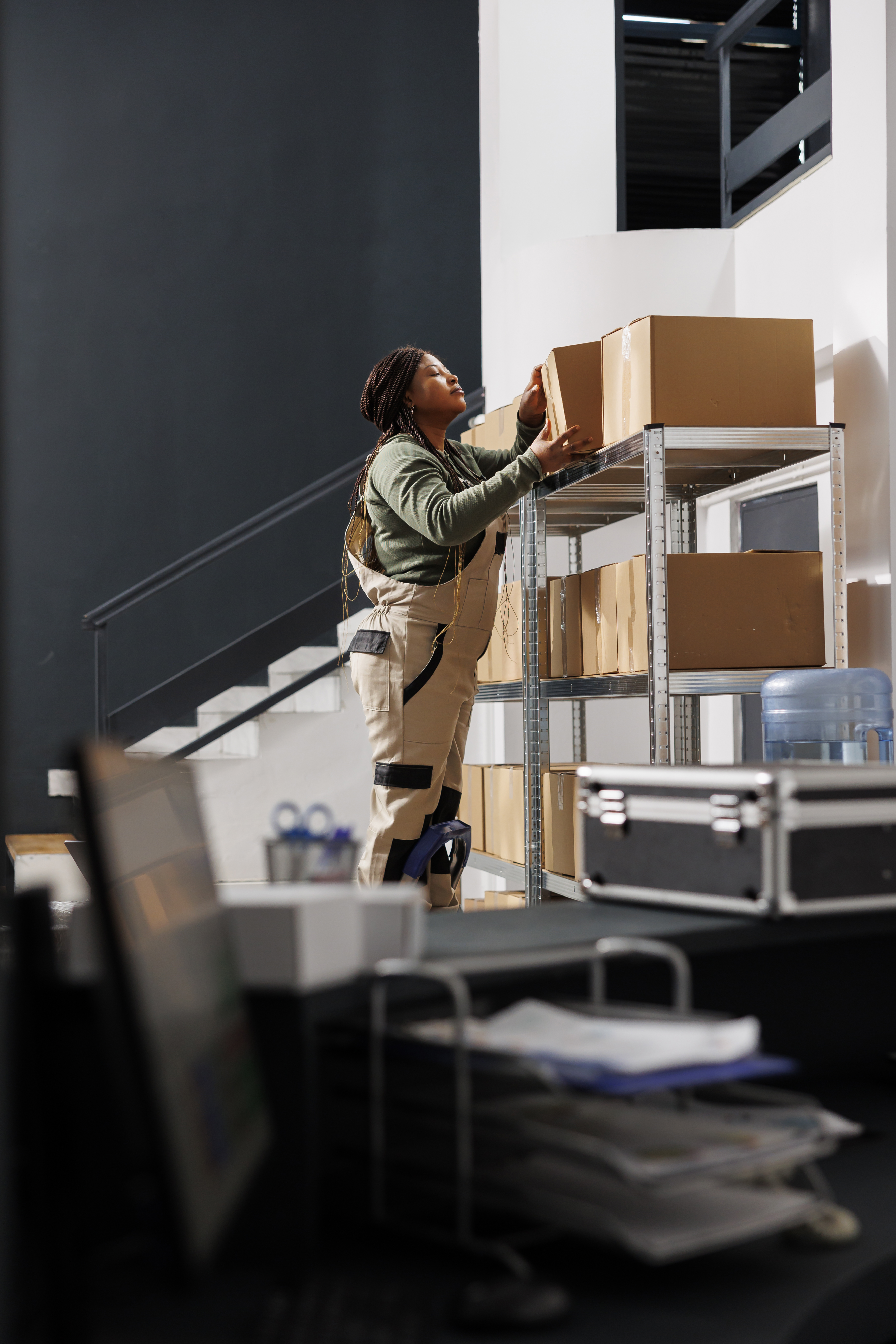 Warehouse worker picking stock in a distribution centre
